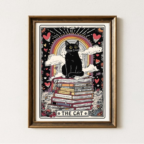 Cat Tarot Rainbow Wall Art Print