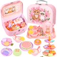 Cat Tea Party Set for Little Girls 46pcs Pretend Play Toy, Birthday Gift for Toddlers Ages 3 4