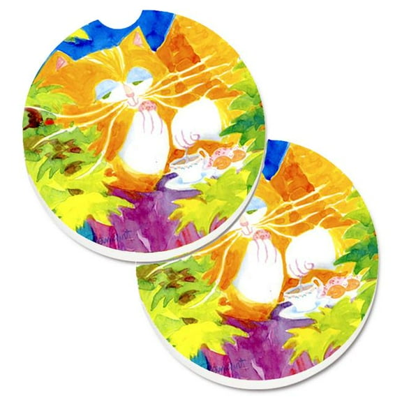 Cat Tea Time Set of 2 Cup Holder Car Coaster