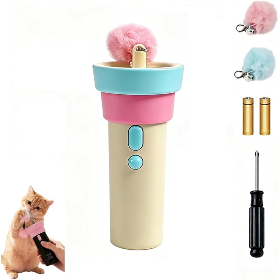 Cat Teaser Launcher Electric Retractable with Plush Ball for Indoor Cats