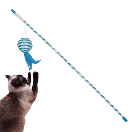 Cat Teaser Toy with Bell Pet Cats Toys Stick Rod Cats Interactive Toy Blue