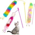 thumbnail image 1 of Cat Teaser Toys Interactive Cat Wand with Bells Feather Toy with Soft Furry Tail 3 Pack Funny Cat Toys for Indoor Cat & Kitten, 1 of 7