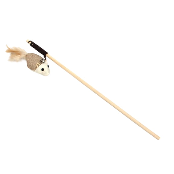 Cat Teaser Wand Natural Wooden Pole with Feather Toy Resistant Flexible Interactive for Indoor Cats for Exercise for Boredom Relief for Persian Ragdoll Bengal for Kitten(19.7in,#B)