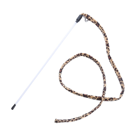 Cat Teaser Wand Toy, Leopard Print Interactive Play Stick for Cat Exercise, 35 cm