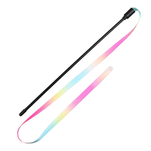 Cat Teaser Wand Toy with Rainbow Ribbon,Interactive Kitten Exercise Stick,Double-Sided Colorful String Toy for Indoor Cats and Kittens,Playful Pet Wand - B