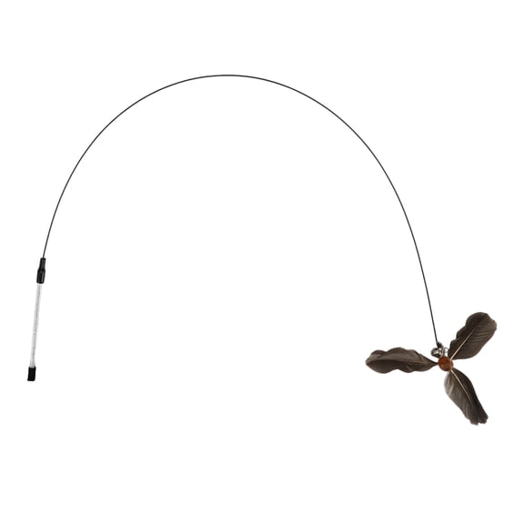 Cat Teaser Windmill Style Handheld Cat Teaser with Bell for Indoor Cats for Pet Interactive Dark Brown