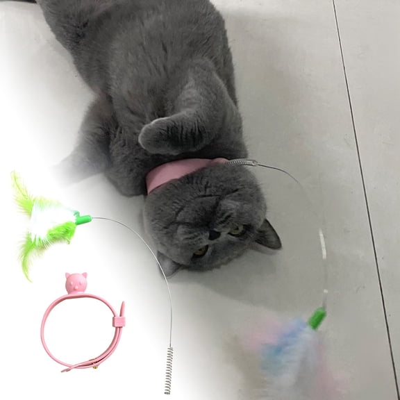 Cat Teasers for Cats Multifunctional Self-Entertainment Collar with Toy for Interactive Play and Stimulation by Pet Collar Cat Teaser, 20cmx12cm, Color B
