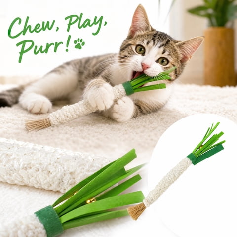 Cat Teeth Toys Interactive Silvervine Stick for Kittens Cat Birthday Present Cat Chew Toys 1 Count Durable Plush Cat Toys for Indoor Play and Dental Care