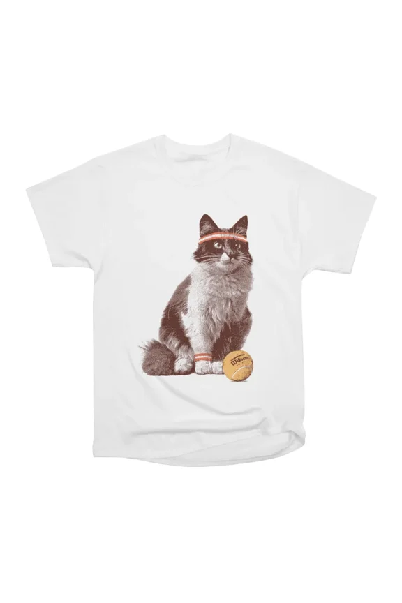Cat Tennis T-Shirt Tee Gift For Him Merch For Her Apparel For Friend