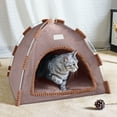 thumbnail image 1 of Cat Tent Bed, Foldable Soft Plush Semi-Enclosed Pet Teepee House with Cushion, Non-Slip Washable Warm Cave Nest for Indoor Cats Kittens Small Puppies, All Season Indoor Sleeping Hideout Hut, 1 of 6