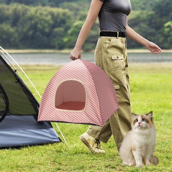 Cat Tent Bed Pet House Portable Pop Up Pet Cave Breathable Design, Private Secure Space Durable Frame Easy Setup Foldable Travel Friendly, for Indoor Outdoor Camping Travel Sleeping Cats Dogs