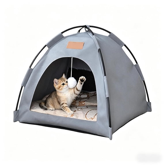 Cat Tents for Indoor Cats, Washable Waterproof Cat Dog Bed, All Season Portable Shelter for Small Dogs Cats, Indoor Outdoor Use, Gray