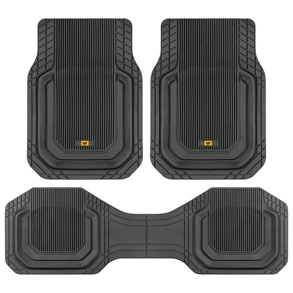 Cat® TerrainGuard™ Heavy-Duty 3-Piece All-Weather Rubber Floor Mats for Car, Black