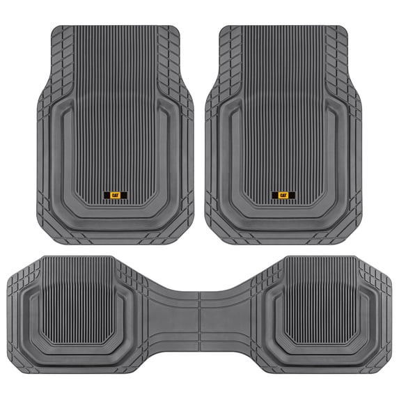 Cat® TerrainGuard™ Heavy-Duty 3-Piece All-Weather Rubber Floor Mats for Car, Gray