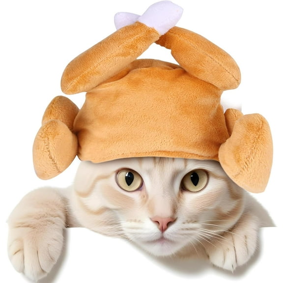 Cat Thanksgiving Turkey Drumstick Hat Small Dog Kitten Hat for Cosplay Accessories Halloween Xmas Party Costume Favors