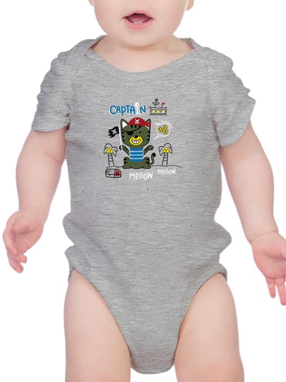 Cat The Pirate Funny Animal Art Bodysuit Infant -Image by Shutterstock, Newborn
