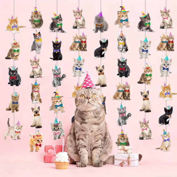 Cat Theme Garlands Kitten Birthday Party Decorations 8PCS Pet Cat Hanging Paper Garland Banners Kitten Ceiling Decor for Kitties Birthday Party Baby Shower Favor Supplies$$Electronics Accessories