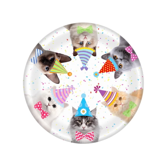 Cat Theme Paper Plates, 10 Pack 9 Inch Disposable Kitten Party Tableware for Pet Birthday and Animal Theme Dinner