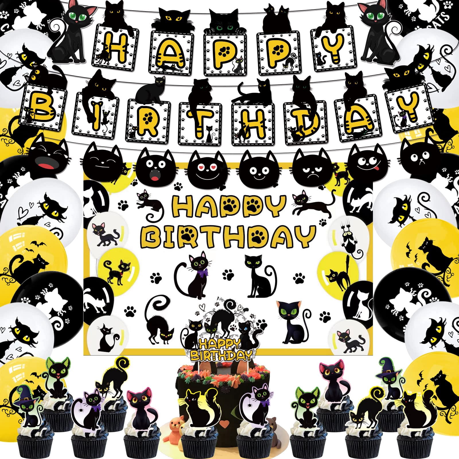 Cat Themed Party Decoration Black Cat KKS1 Birthday Party Supplies Set ...