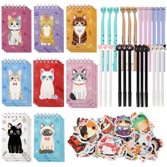 Cat Themed Party Favors 148 Pcs Assorted Stationery Set