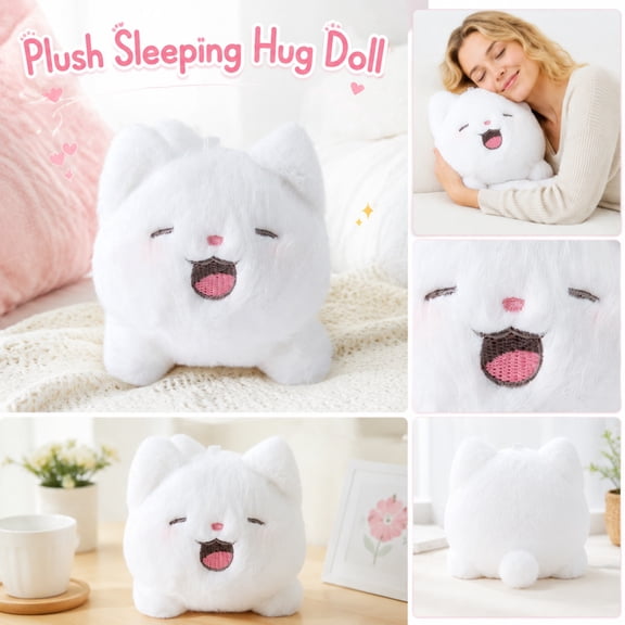 Cat Themed Plush Accessory, Stuffed Cat Plush, Tiny Plush Cat, Hanging Plush Cat, Mini Stuffed Kitten, Small Stuffed Animals for Student, 3.5X2 Inch 1Pc Soft Pink Cheek White Cat
