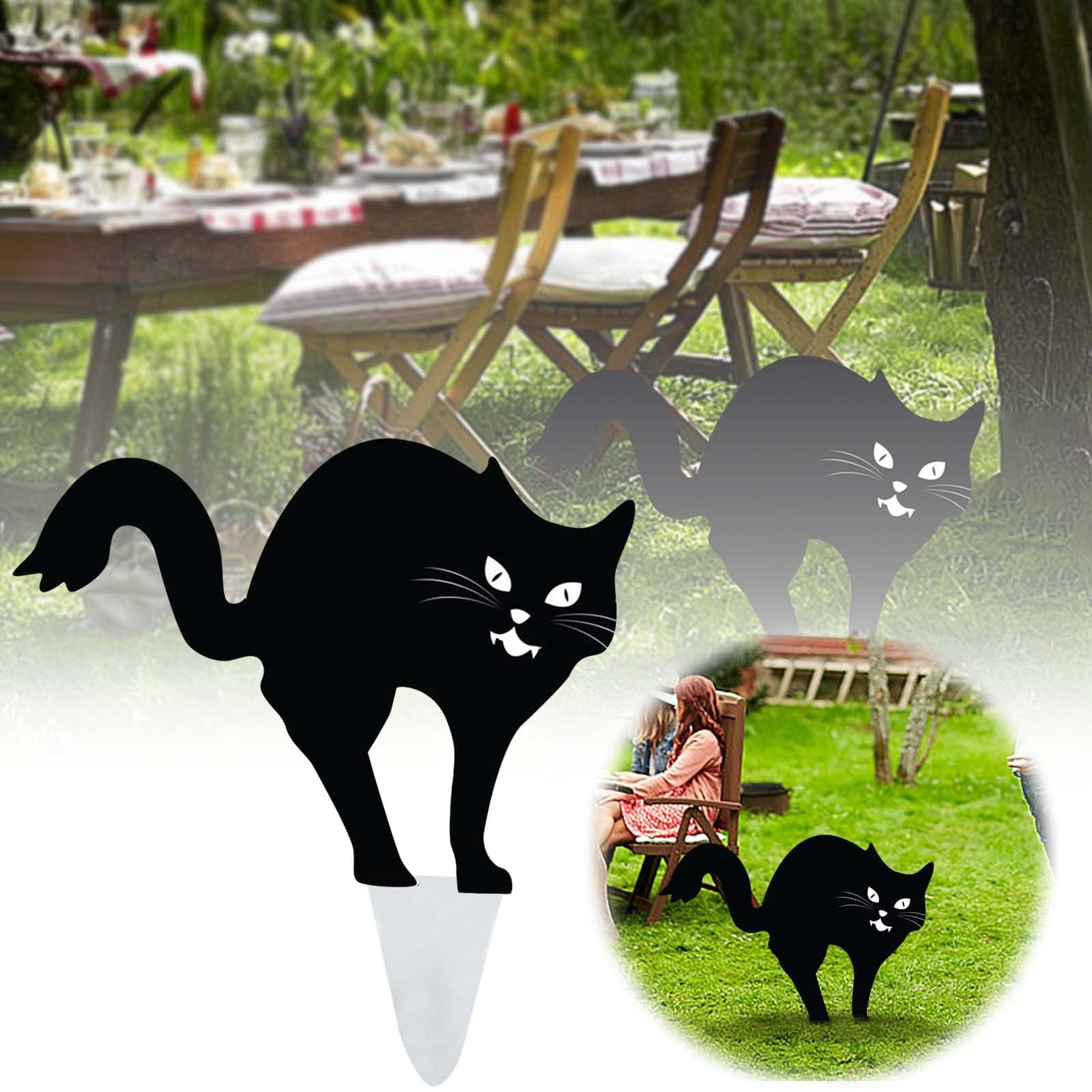 Cat Themed Wooden Ground Stake Whimsical Garden Fence Yard Inflatable