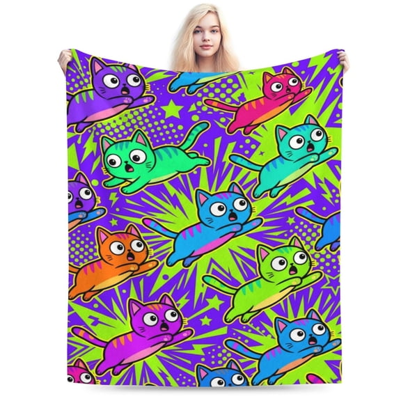 Cat Throw Blanket, Cozy Feline Pattern Blanket, Essential Home Decor for Animal Lovers 50x40