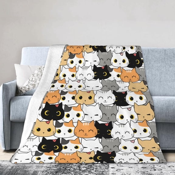 Cat Throw Blanket Microfiber Flannel Blankets Lightweight for Bed Sofa Couch Camping Travel 50"x60"