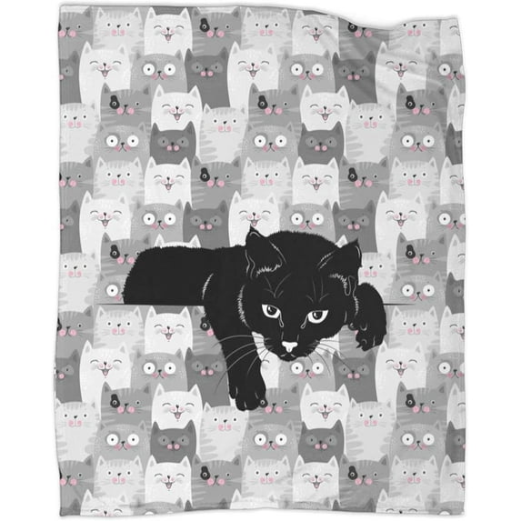 Cat Throw Blanket Soft Flannel Summer Air Conditioner Blanket Warm Blanket for Bed Couch Living Room(50"x40")