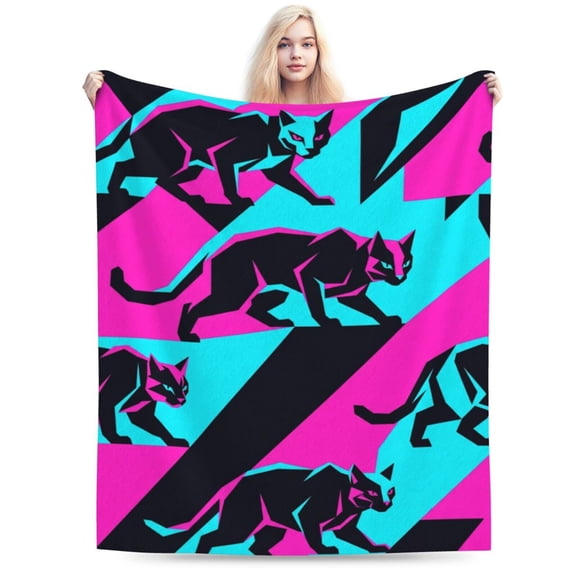 Cat Throw Blanket, Trendy Feline Pattern Blanket, Cozy Gift for Cat Owners & Friends 60x50