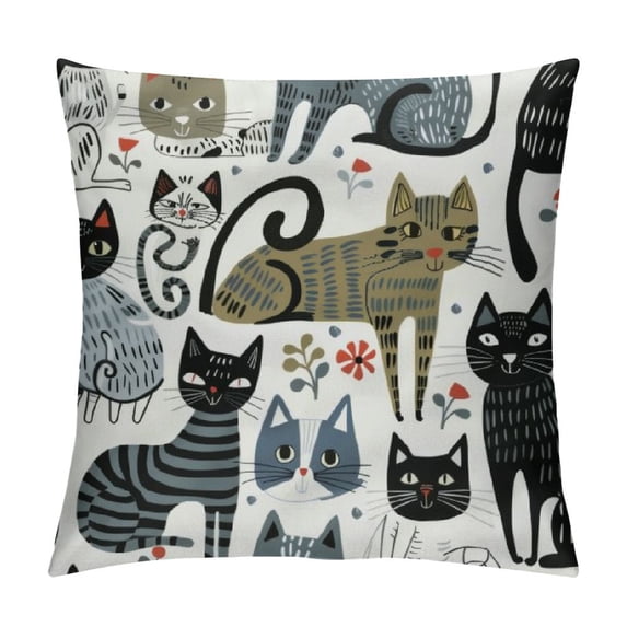 Cat Throw Pillow Covers Home Decor , Decorative Pillowcase Soft Cushion for Bed Sofa Couch,