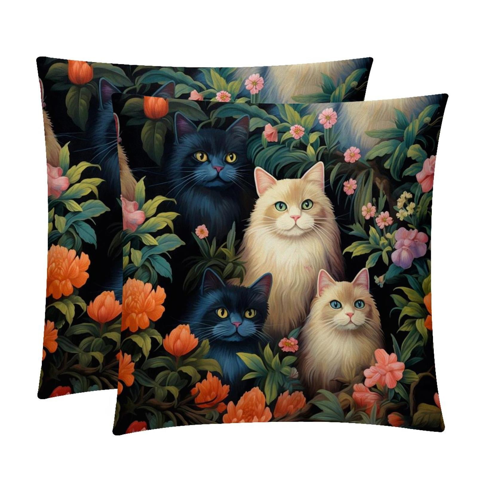 Cat Throw Pillow Covers Set of 2 Velvet Cushion Cases with Unique