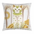 thumbnail image 1 of Cat Throw Pillow Cushion Cover, Exquisite Stylized Magic Cat with Ethnic Ornaments Fantasy Forest Artistic Framework, Decorative Square Accent Pillow Case, 18 X 18 Inches, Multicolor, by Ambesonne, 1 of 2