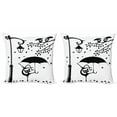 thumbnail image 1 of Ambesonne Cat Throw Pillow Cover 2 Pack, Funny Kitty with Umbrella, 16", White and Black, 1 of 2