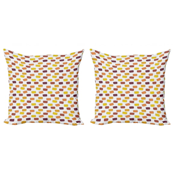 Cat Throw Pillow Cushion Cover Pack of 2, Hand Drawn Composition of Colorful Feline Portraits Sleeping Cartoon Animal Design, Zippered Double-Side Digital Print, 4 Sizes, Multicolor, by Ambesonne