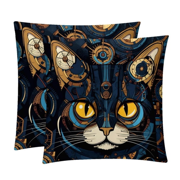 Cat Throw Pillow Inserts Set Covers of 2 Decorative Velvet Throw Pillows with Unique Patterns - 16x16, 18x18, 20x20 Inches for Home Decor and Gifts