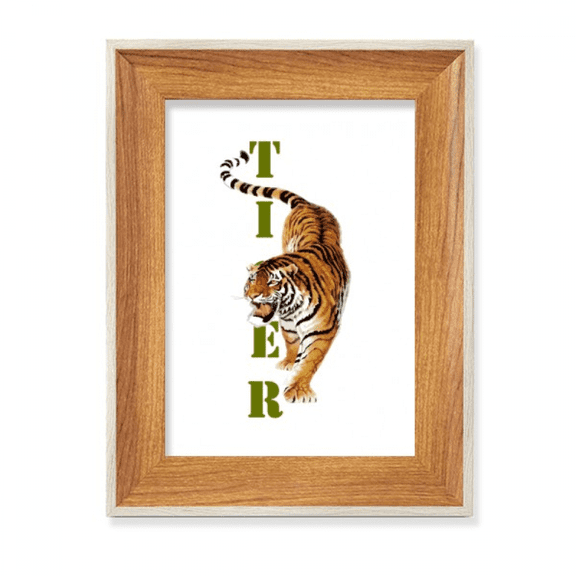 Cat Tiger Descends Mountain Ferocious Desktop Wooden Photo Frame Display Picture Art Painting Multiple Sets