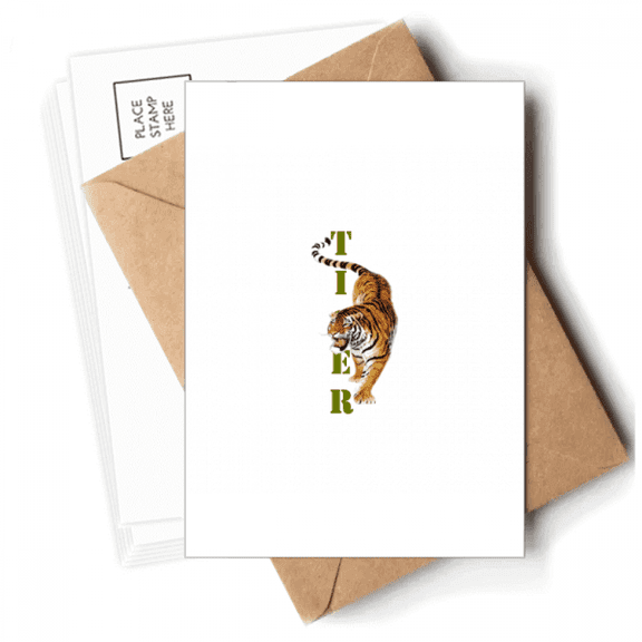 Cat Tiger Descends Mountain Ferocious Postcards Envelopes Blank Note Cards Mailing