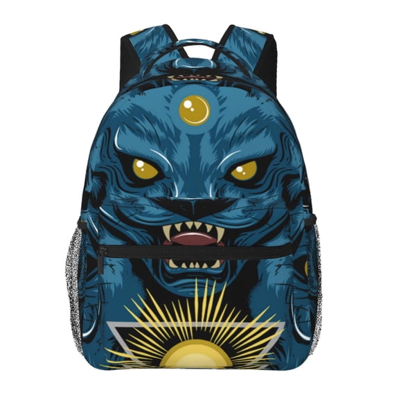 Cat Tiger Panther Jaguar Head Laptop Backpack Travel Rucksack for Teens Adults, Fits 15-inch Notebook