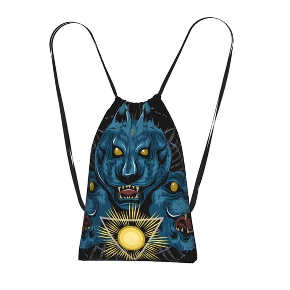 Cat Tiger Panther Jaguar Head Packable Drawstring Backpack, Lightweight Foldable Cinch Storage Bag for Gym Travel Shopping