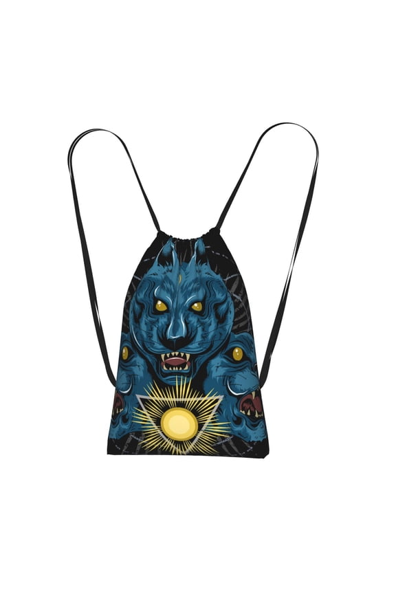 Cat Tiger Panther Jaguar Head Packable Drawstring Backpack, Lightweight Foldable Cinch Storage Bag for Gym Travel Shopping