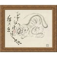 thumbnail image 1 of Cat (Tiger) & poem 24x20 Gold Ornate Wood Framed Canvas Art by Sengai, 1 of 2