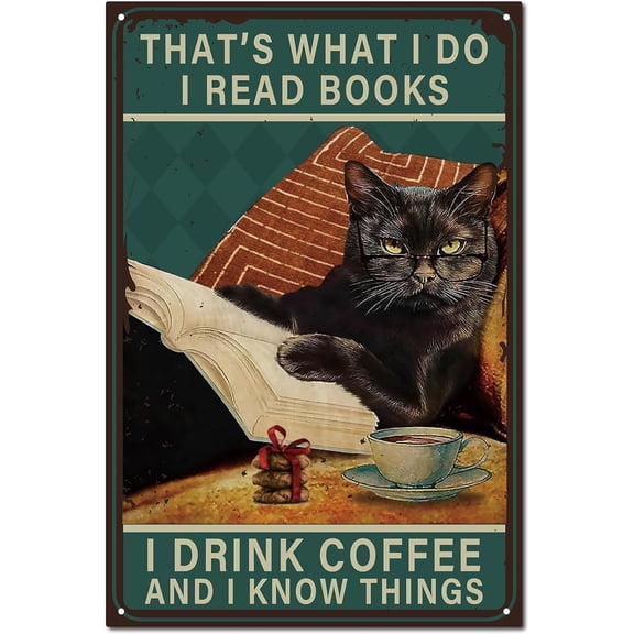 Cat Tin Sign Vintage Metal Sign Poster Retro Painting Plaque Iron Sign Wall Decor Art Watercolor for Bar Club Restaurant Cafe Home 12x8 Inch Material Iron