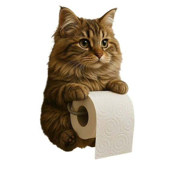 Cat Toilet Paper Holder - 3D Printed Resin Cat Sculpture, Cat Toilet Paper Roll Holder, Cute 3D Cats Paper Roll Storage, Wall-Mounted Bathroom Decor, Funny Quirky Gift for Cat Lovers