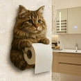 thumbnail image 1 of Cat Toilet Roll Holder, 3D Simulation Cat Shaped Paper Holder, Funny Cute Tissue Paper Roll Storage Stand, Wall Mounted Cats Paper Holders Cute Decorative Toilet Papers Holders for Cats Lover, 1 of 5