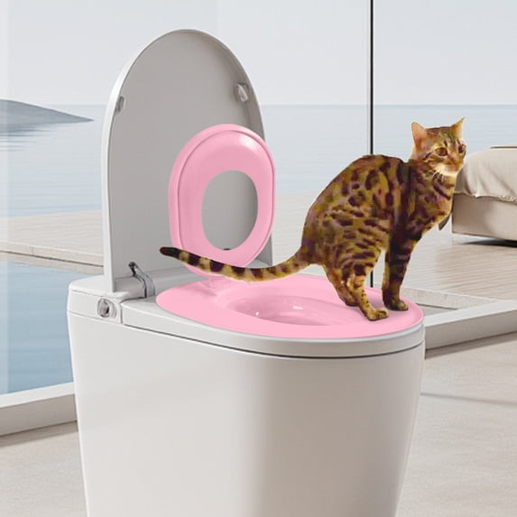 Cat Toilet Seat Training Kit | Toilet Traiining System | Teach To Use | Reusable Thrainer | Trainig Seat Tool | for Pet Cleaning Home Decor