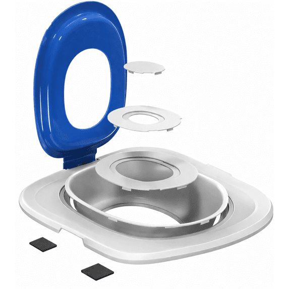 Cat Toilet Trainer Kit, Cat Potty Training Seat with 5-Level Detachable Rings, Double-Layer Cat Toilet Training System, Fits Most Toilet Sizes, Blue