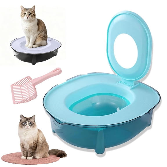 Cat Toilet Trainer Kit, Upgraded Cat Potty Toilet Training Kitm,Portable Litter Box Flushable Design Easy Clean Thickened PP Material for Kittens and Cats