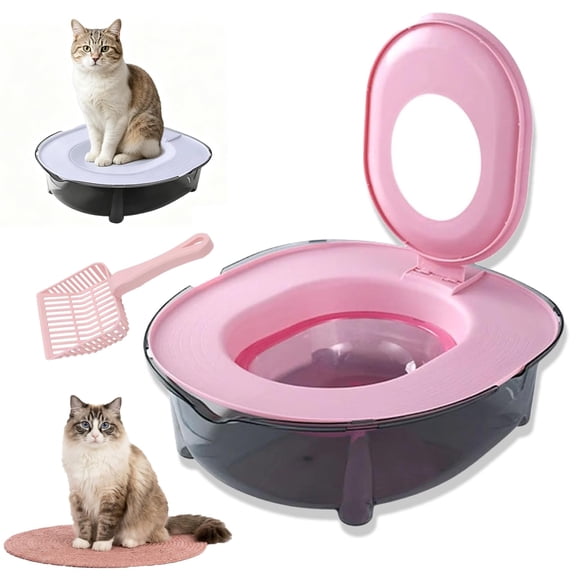Cat Toilet Trainer Kit, Upgraded Cat Potty Toilet Training Kitm,Portable Litter Box Flushable Design Easy Clean Thickened PP Material for Small and Medium Cats