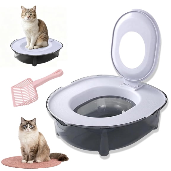 Cat Toilet Trainer Kit, Upgraded Cat Potty Toilet Training Kitm,Portable Litter Box Flushable Design Easy Clean Thickened PP Material for Small and Medium Cats